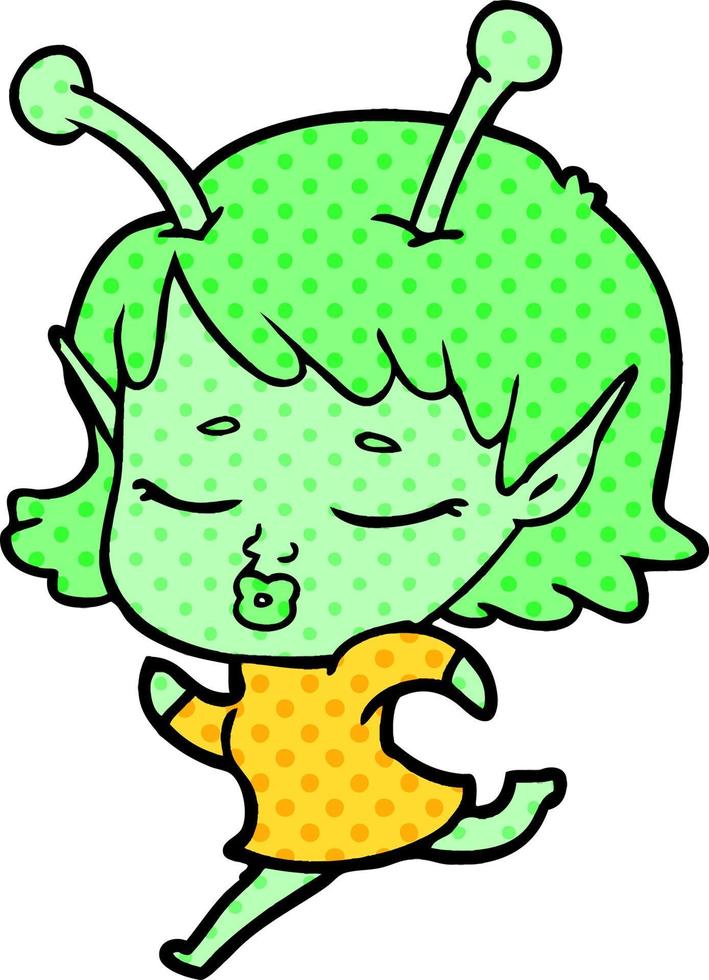 cartoon alien girl vector