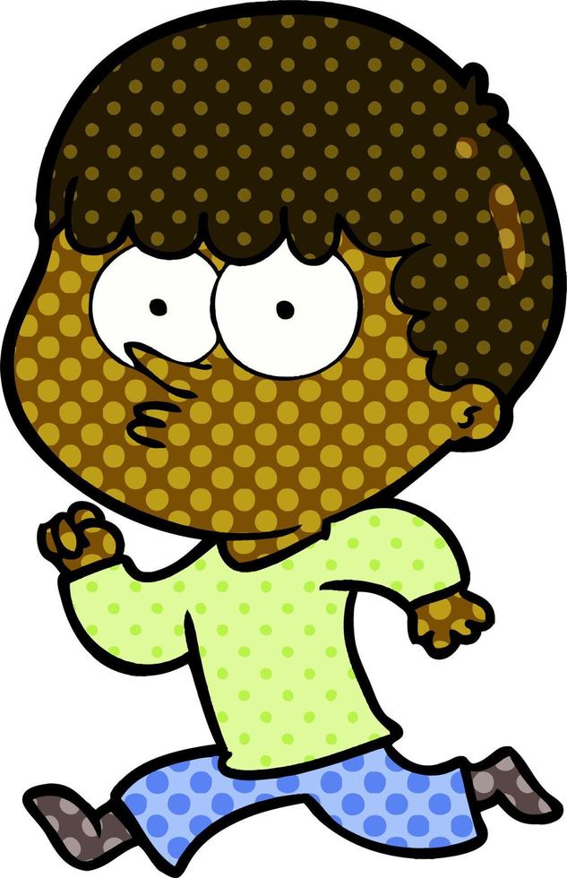 cartoon curious boy running vector