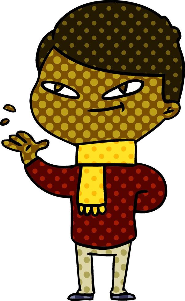 cartoon boy waving hi vector