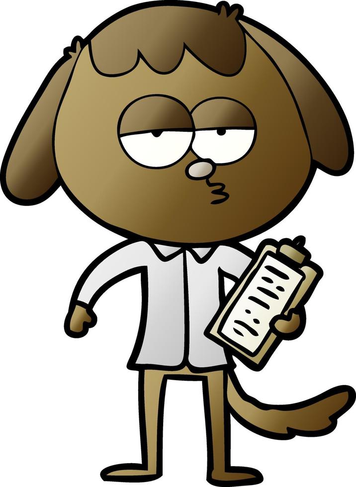 cartoon bored dog in office clothes vector