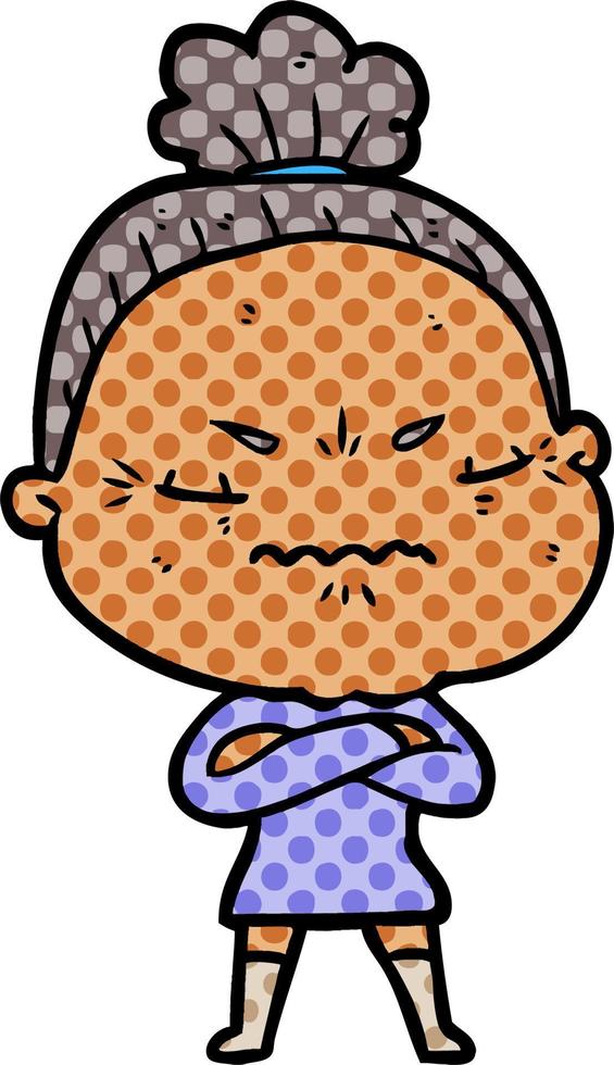 cartoon annoyed old lady vector
