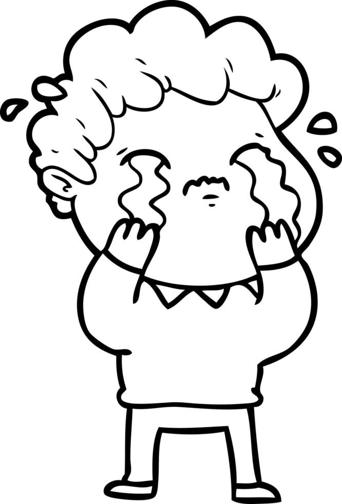 cartoon man crying vector