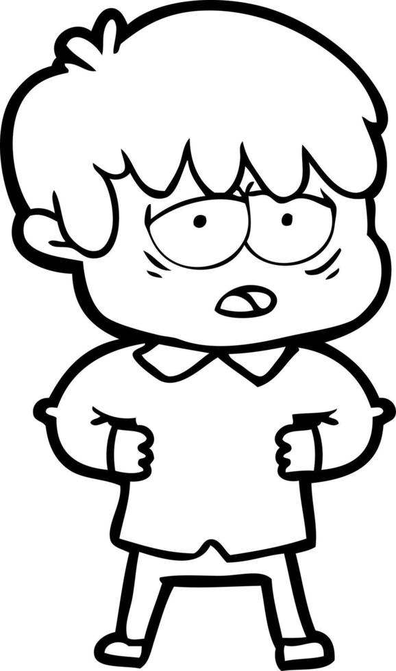 cartoon exhausted boy vector