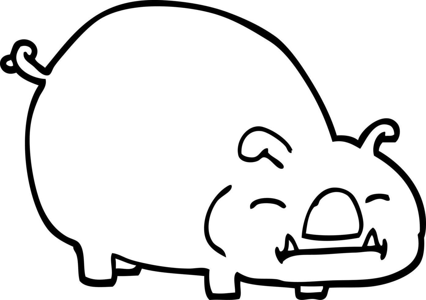 black and white cartoon pig vector