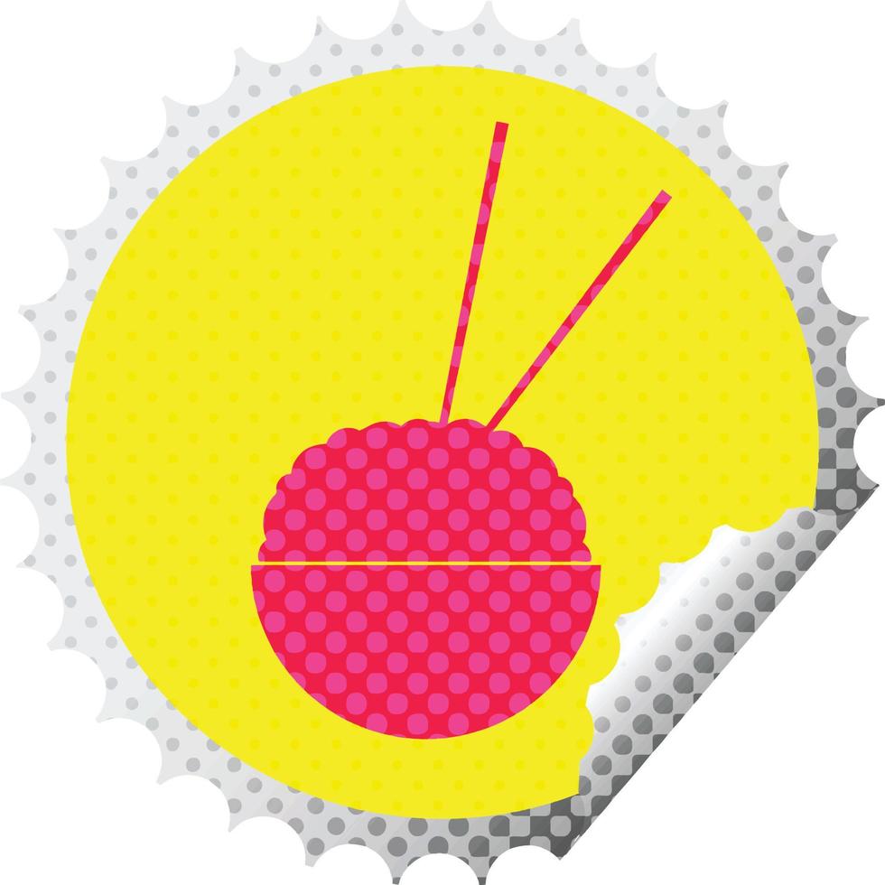 Rice bowl circular peeling sticker vector illustration