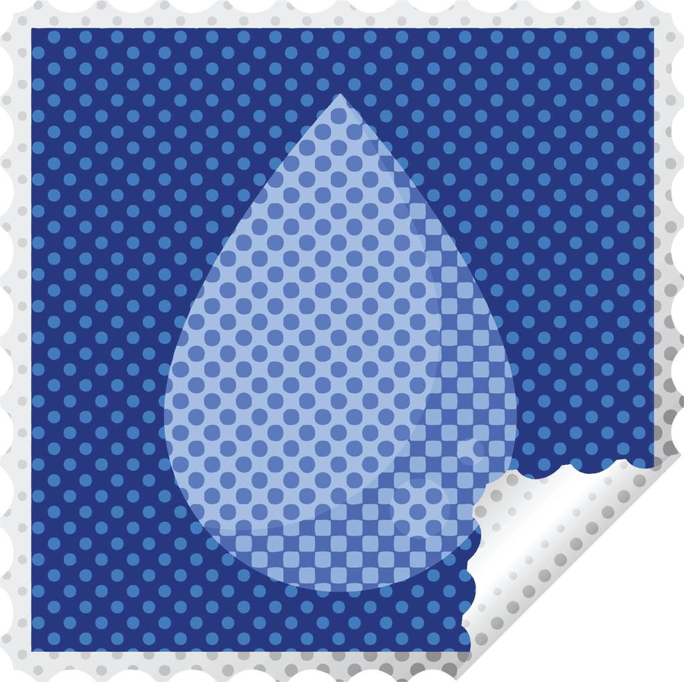 sello de pegatina cuadrado gráfico de gota de agua vector