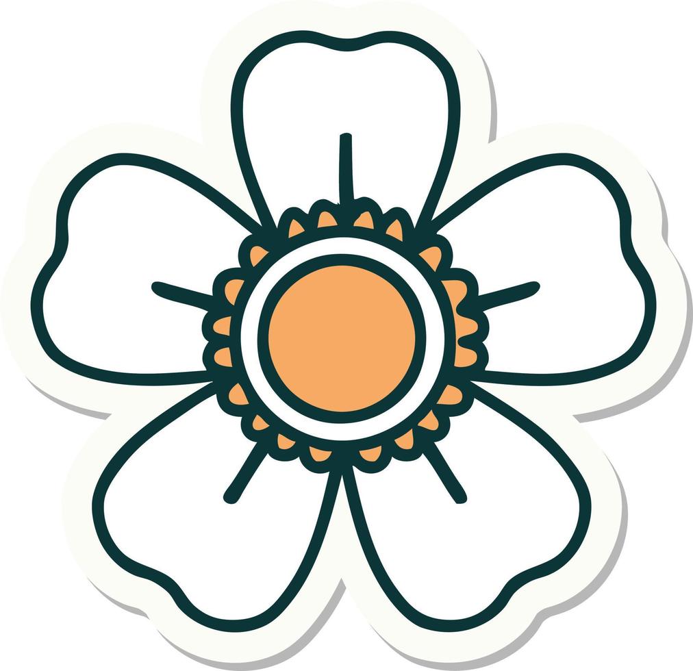 sticker of tattoo in traditional style of a flower vector
