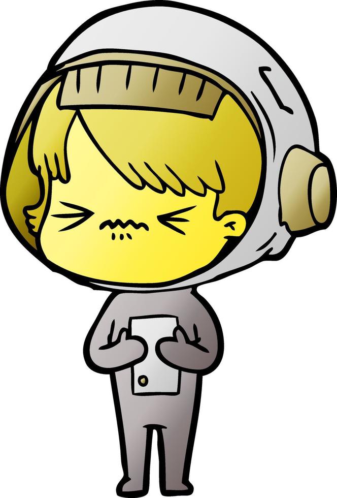 angry cartoon space girl vector