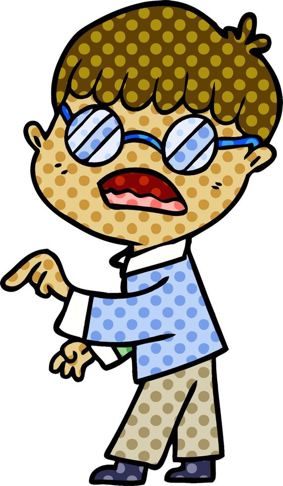 cartoon boy wearing spectacles vector