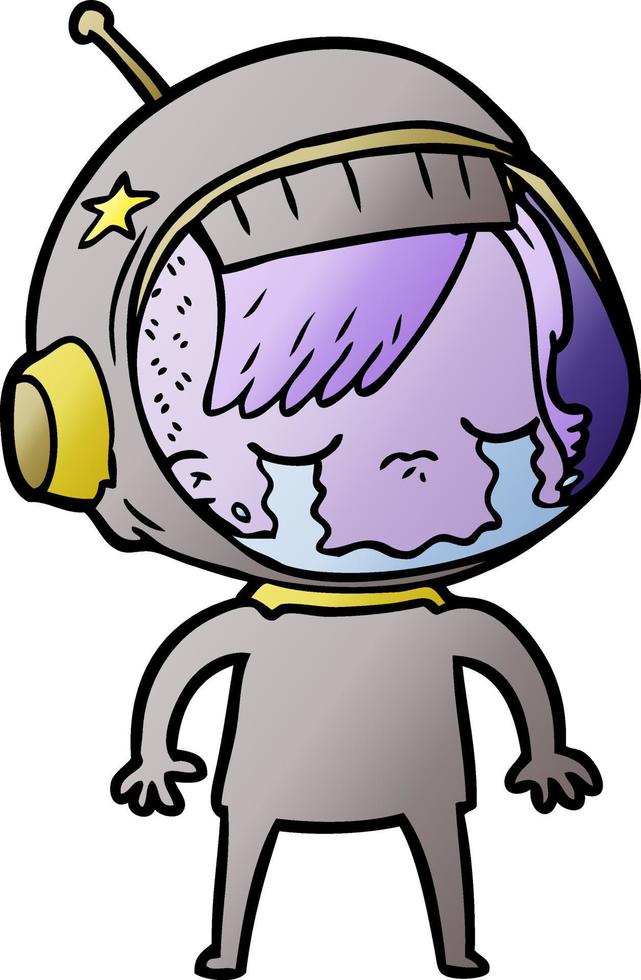 cartoon crying astronaut girl vector