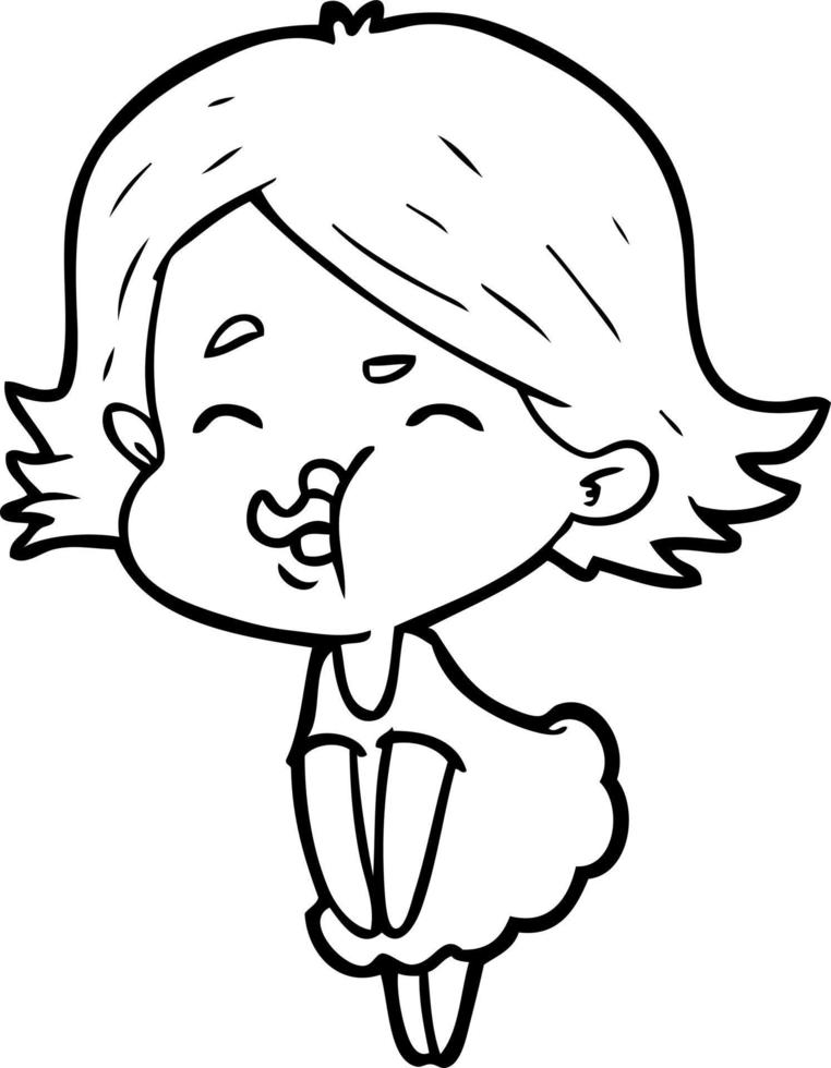 cartoon girl pulling face vector