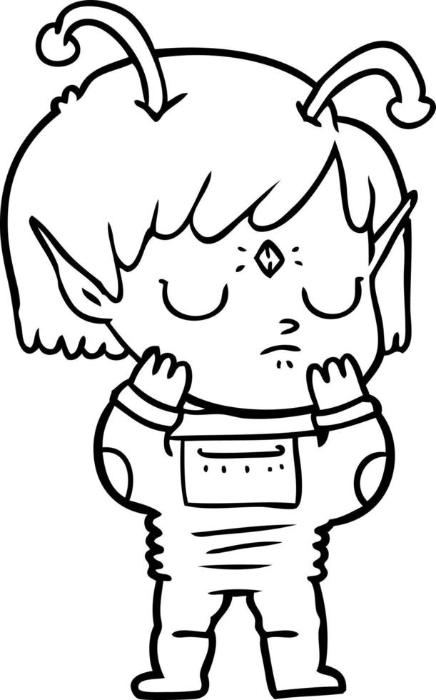 cartoon alien girl vector