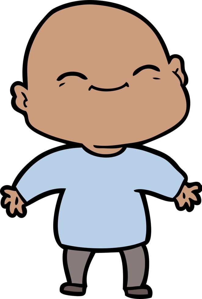 happy cartoon bald man vector
