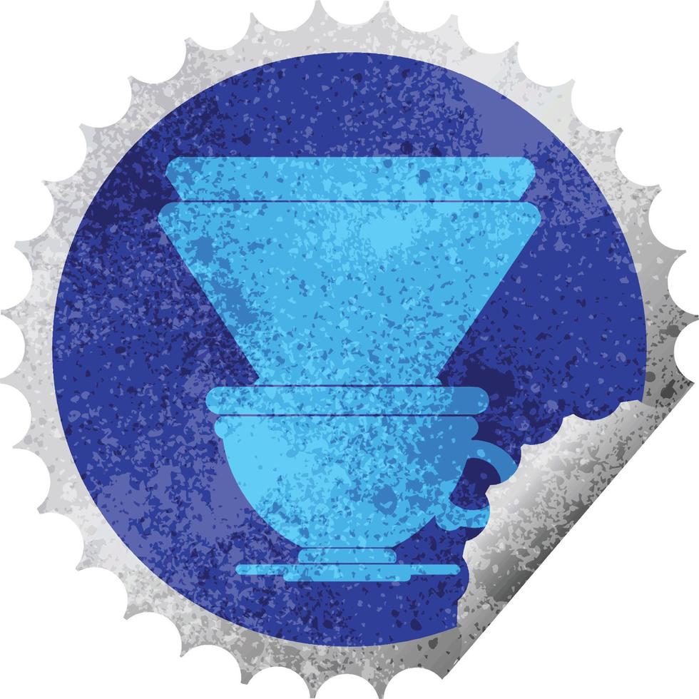 coffee filter cup circular peeling sticker vector