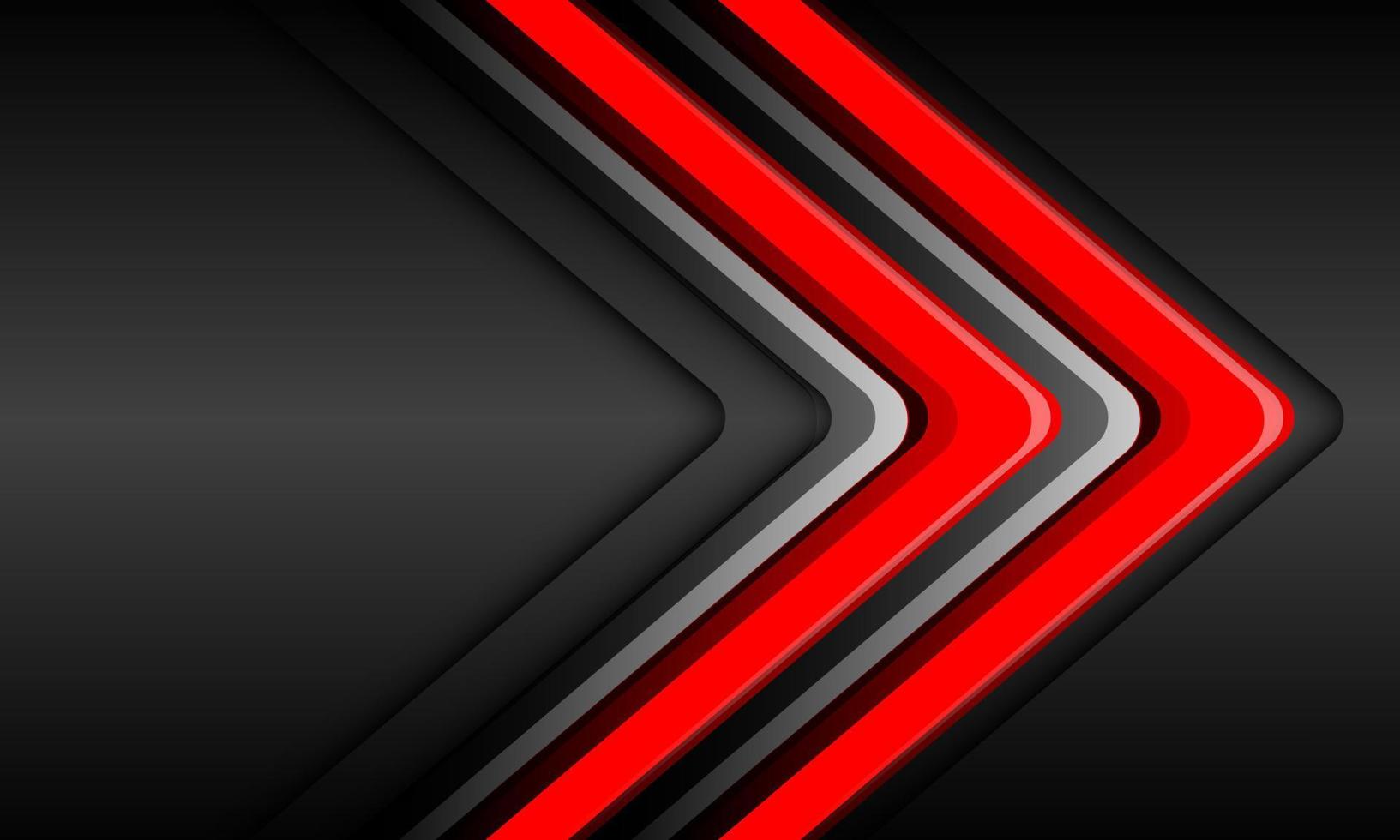 Abstract red silver twin arrow direction geometric on grey metallic design modern futuristic background vector