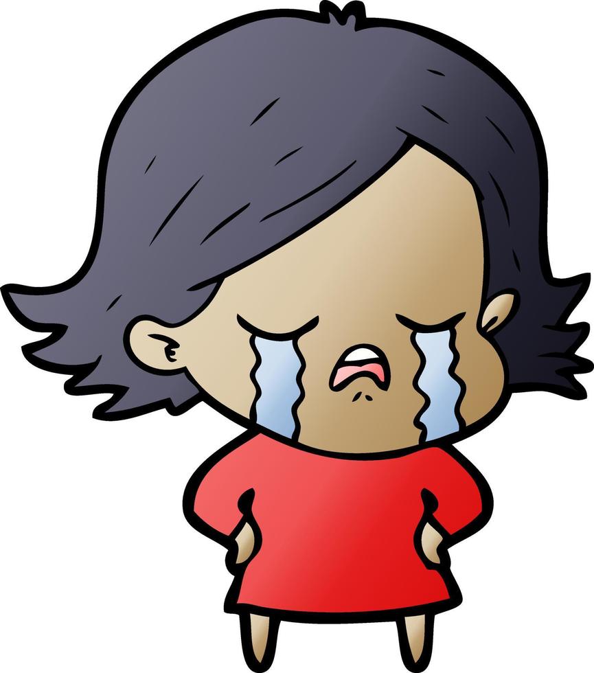 cartoon girl crying vector