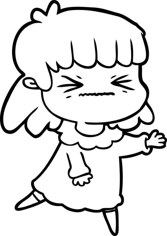cartoon angry girl vector