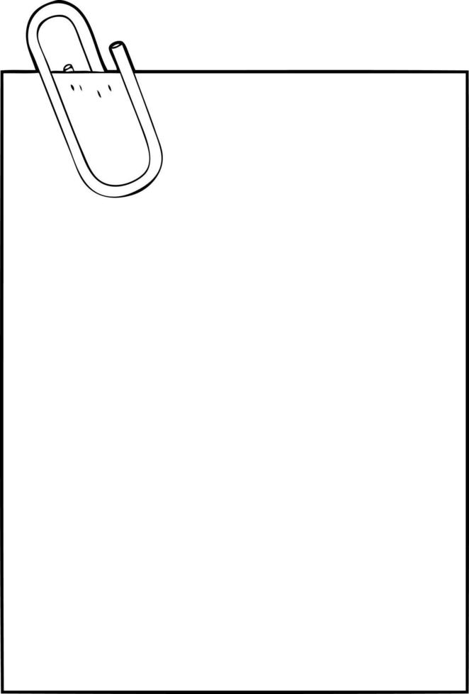 cartoon paper with paperclip vector