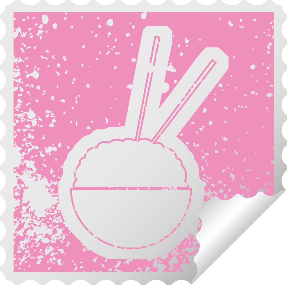 distressed sticker icon illustration of a rice bowl vector