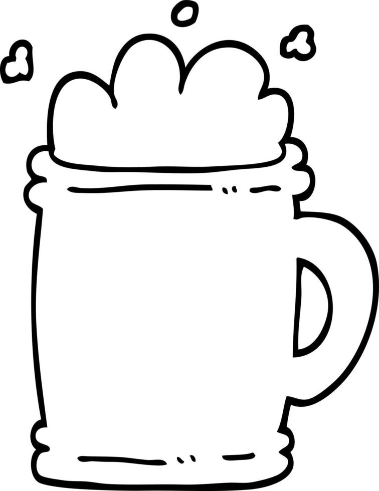 jarra de cerveza de dibujos animados en blanco y negro vector