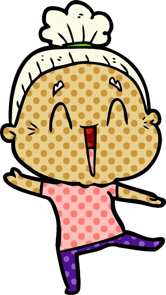 cartoon happy old lady vector