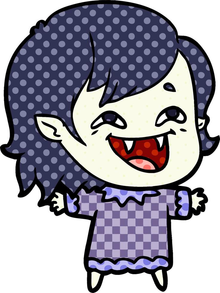 caricatura, reír, vampiro, niña vector