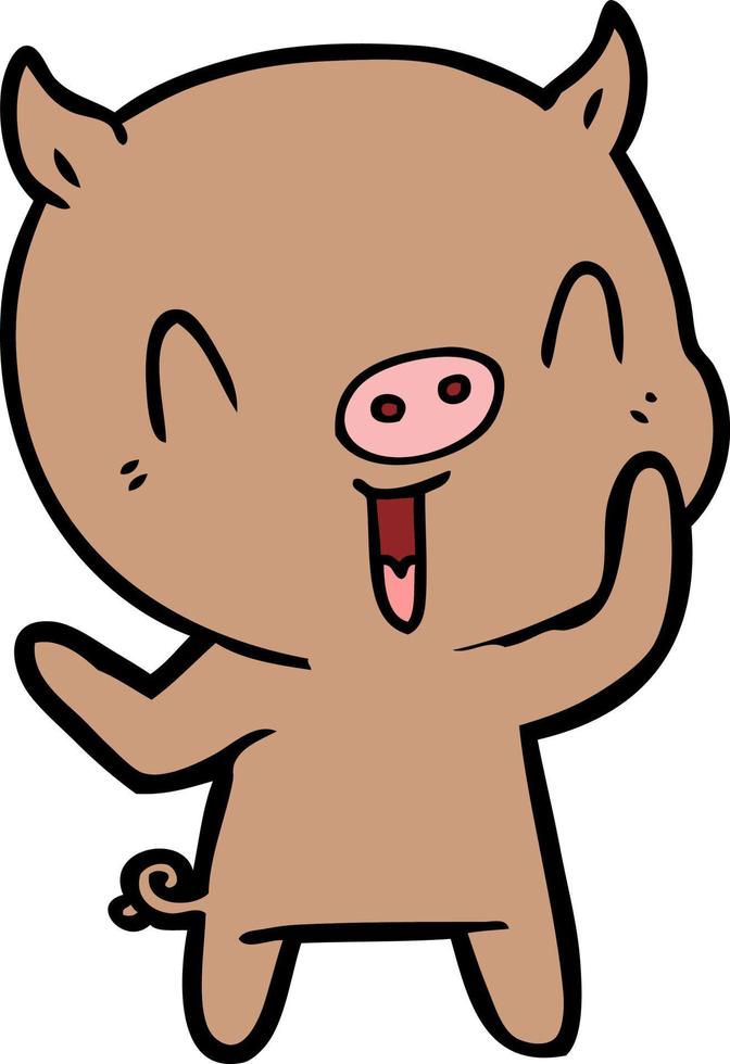 happy cartoon pig vector