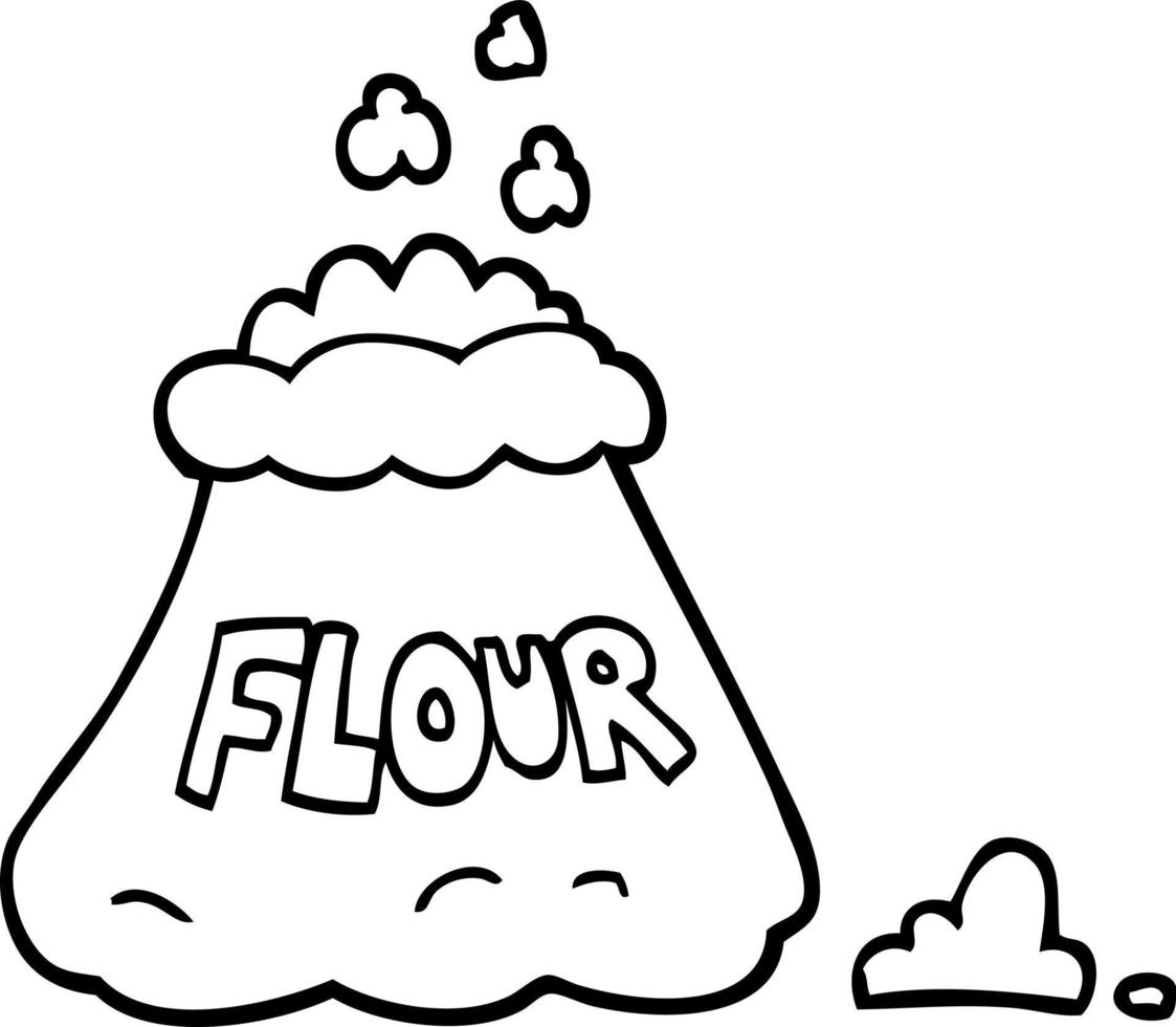 black and white cartoon bag of flour vector