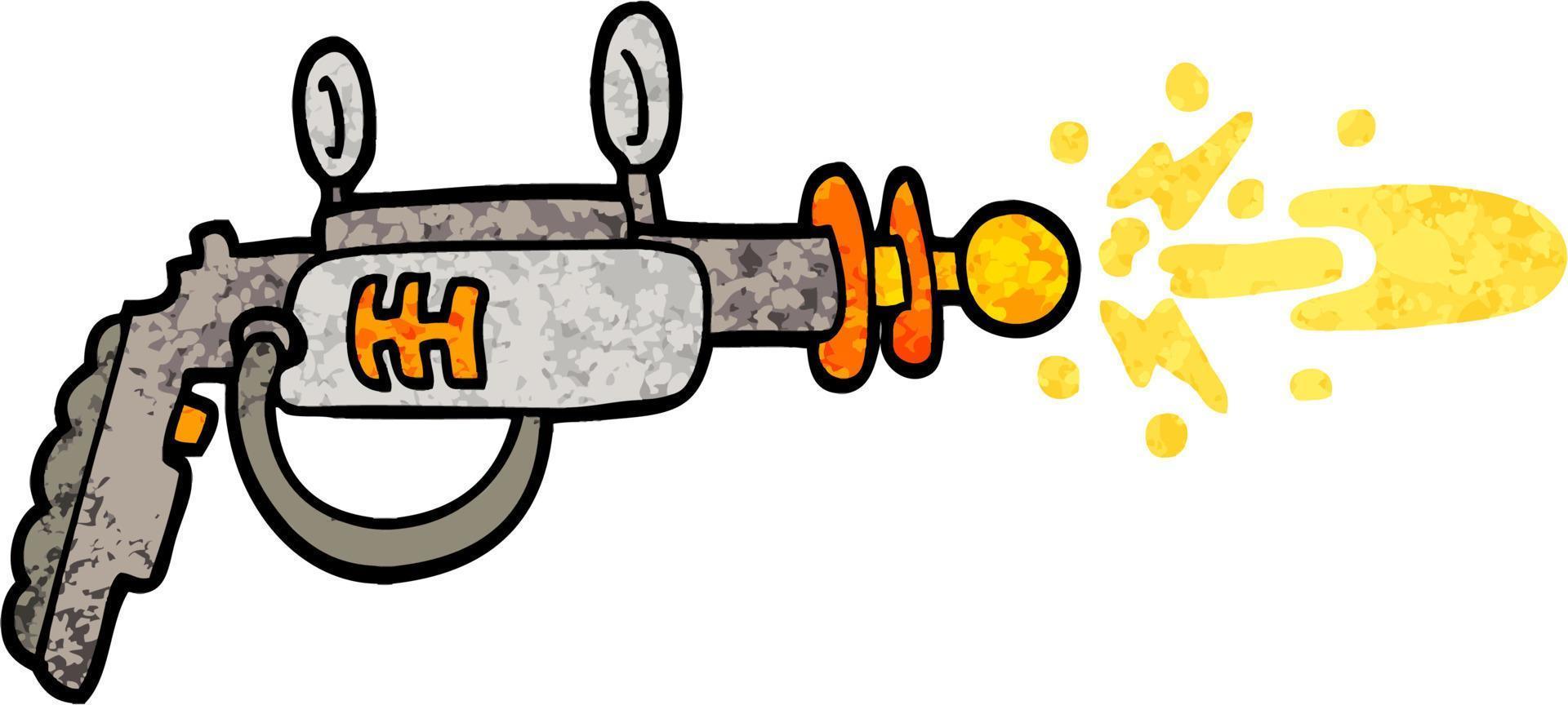 grunge textured illustration cartoon ray gun vector