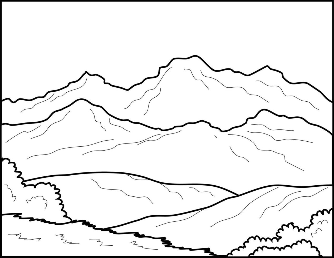 Mountains coloring page 12405240 vector art at vecteezy