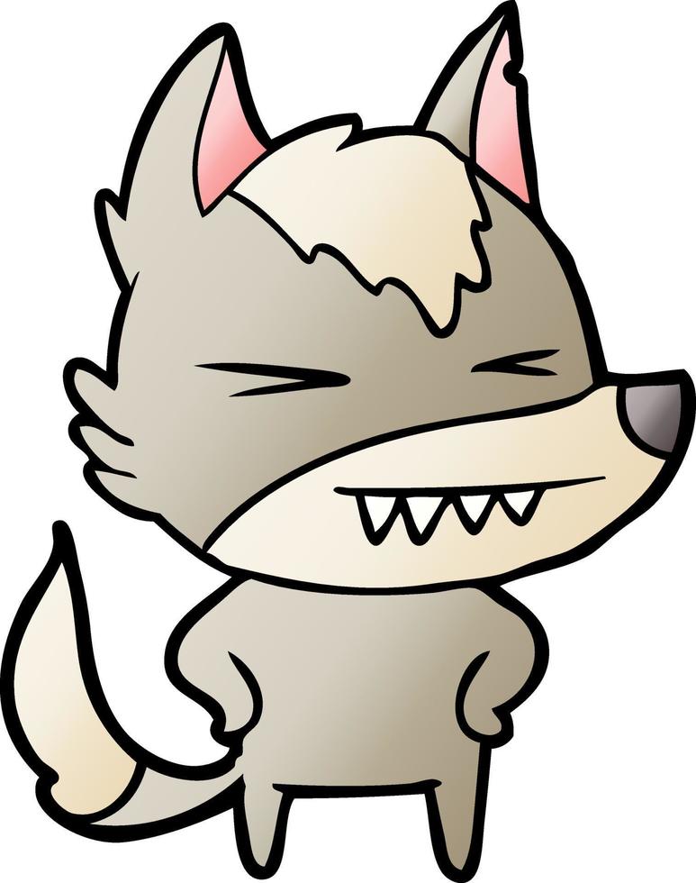 angry wolf cartoon vector