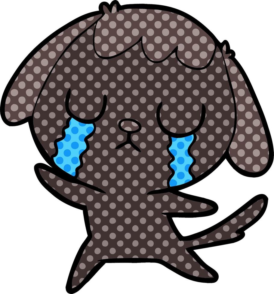 cute cartoon dog crying vector