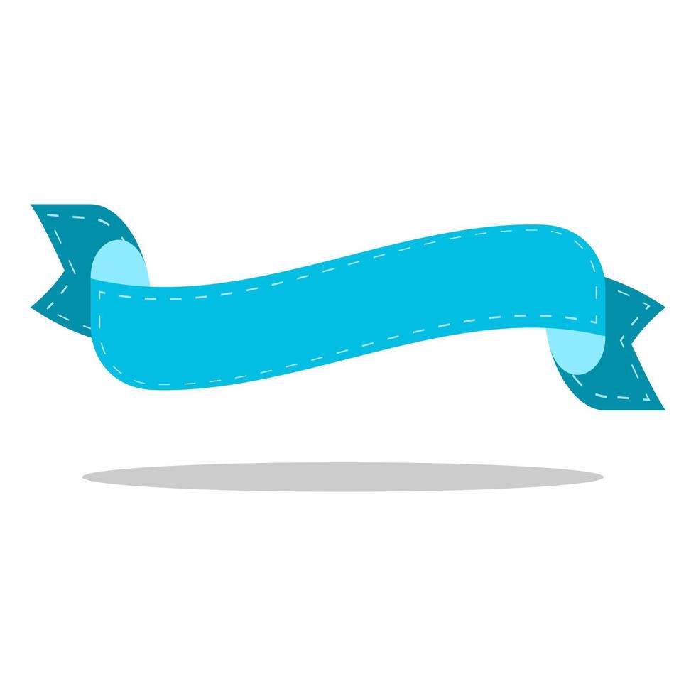 flat blue wavy ribbon label vector