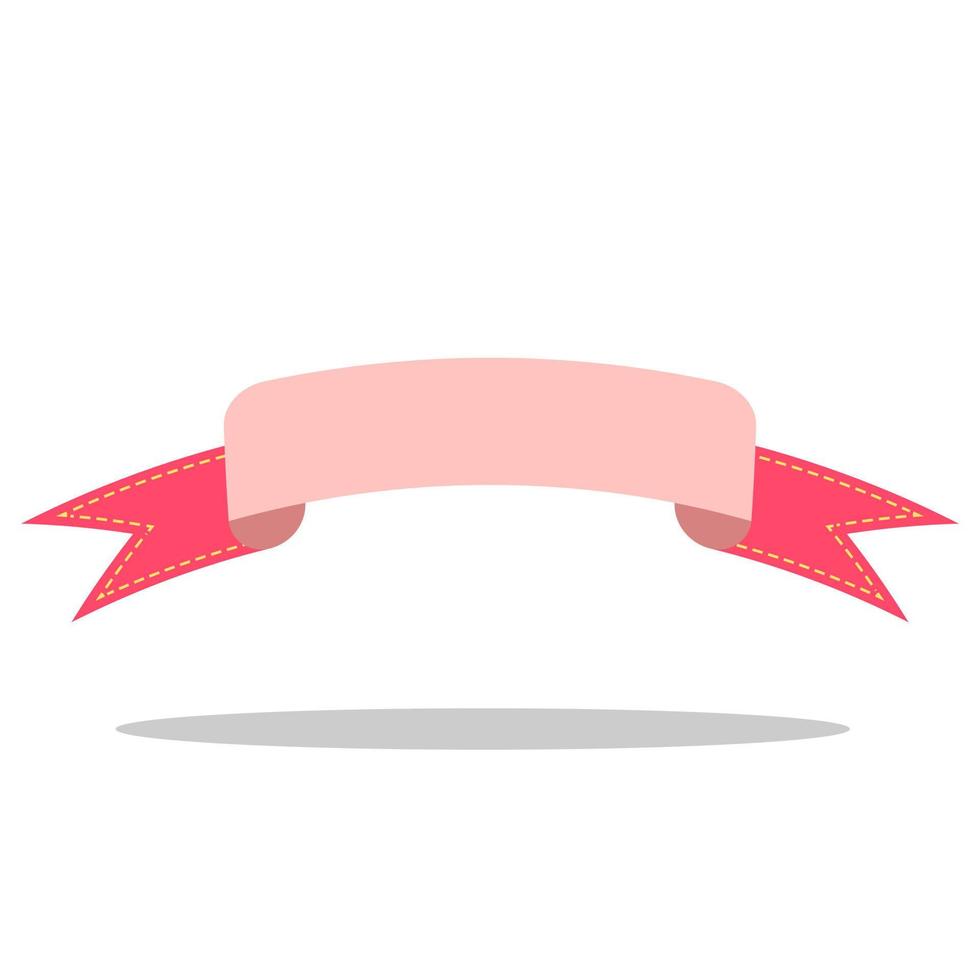 flat curved red ribbon label vector