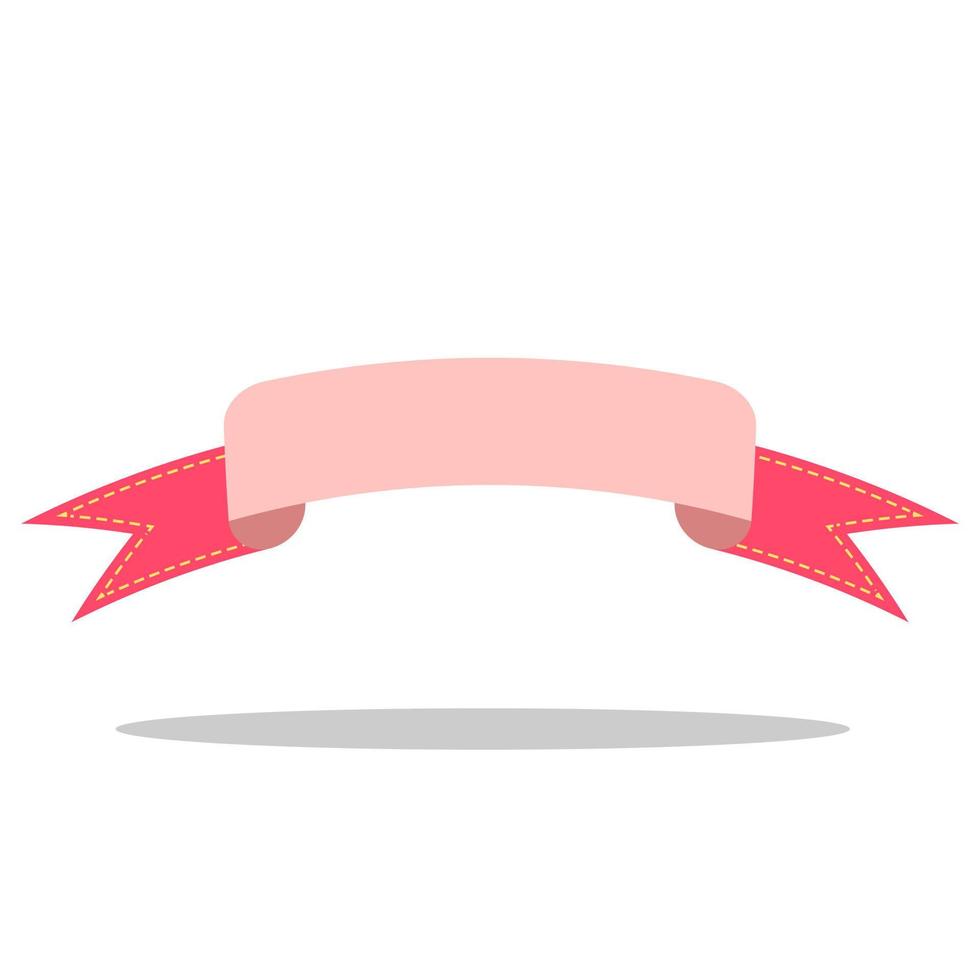 flat curved red ribbon label vector