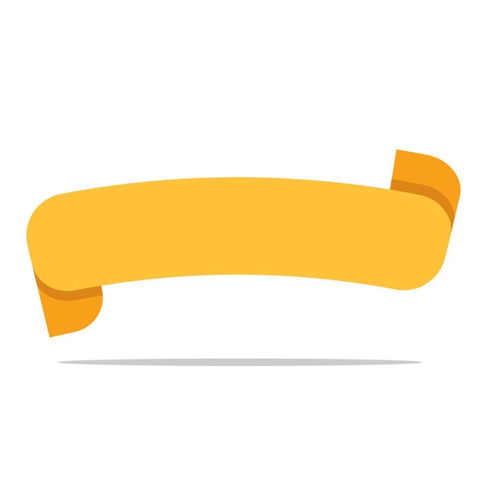flat yellow empty ribbon label vector