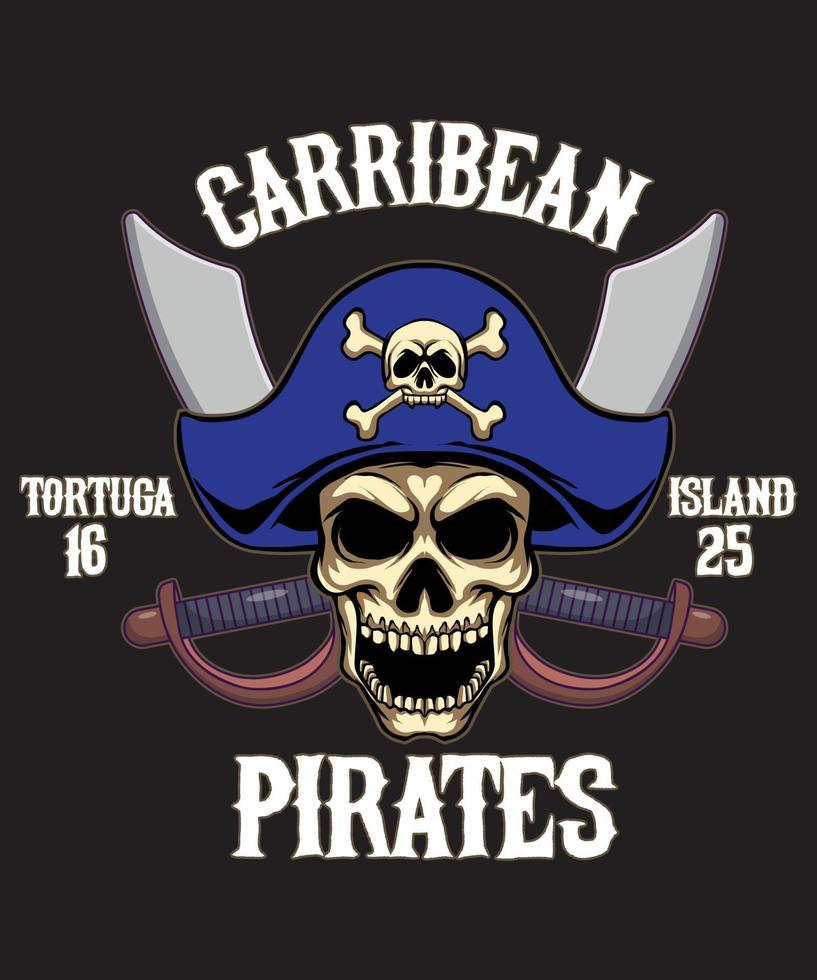 Caribbean Pirates t-shirt design, Custom t-shirt design. vector
