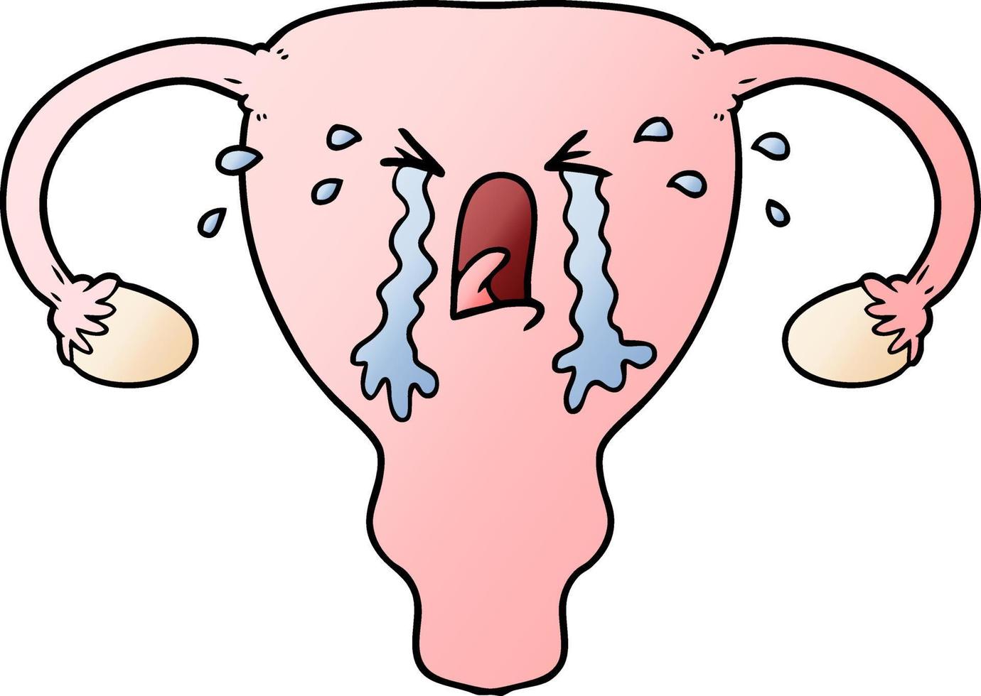 cartoon uterus crying vector