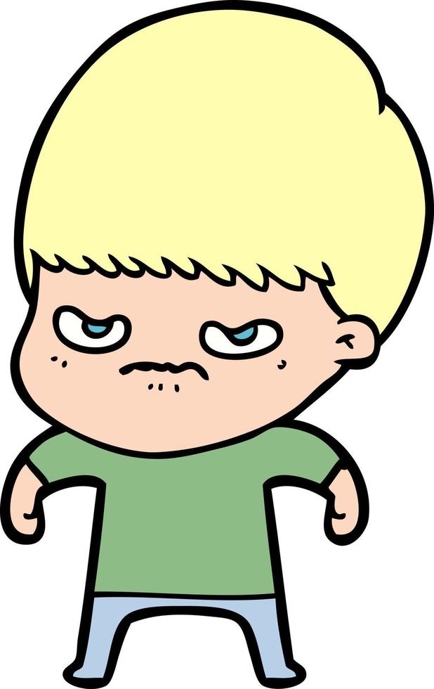 annoyed cartoon boy vector