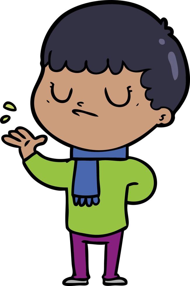 niño gruñón de dibujos animados vector