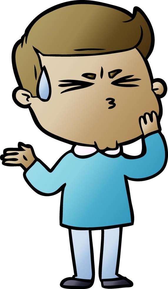 cartoon man sweating vector