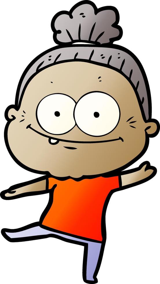 cartoon happy old woman vector