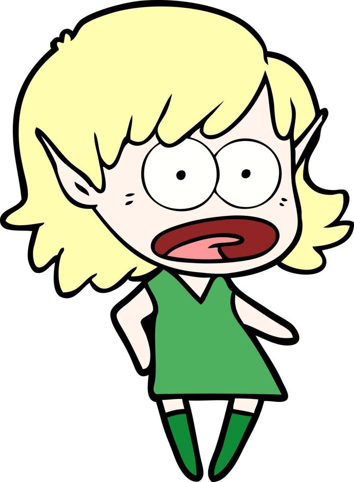 cartoon shocked elf girl vector