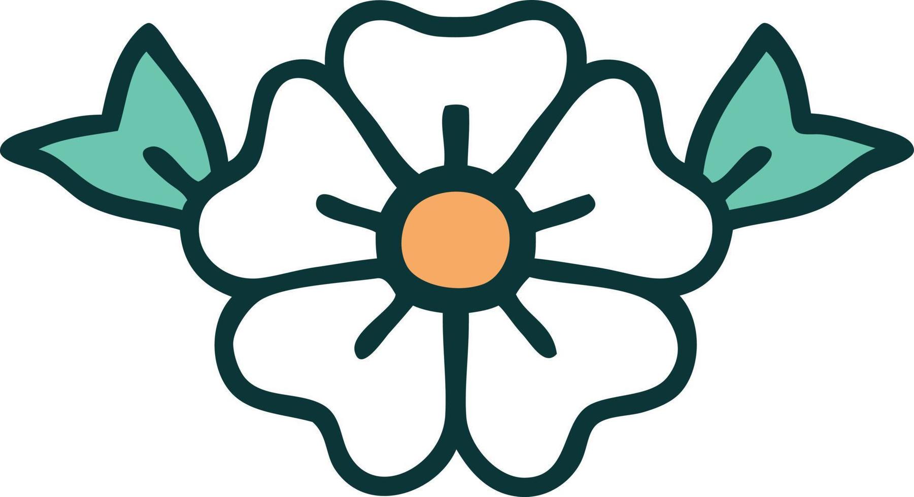 iconic tattoo style image of a flower vector