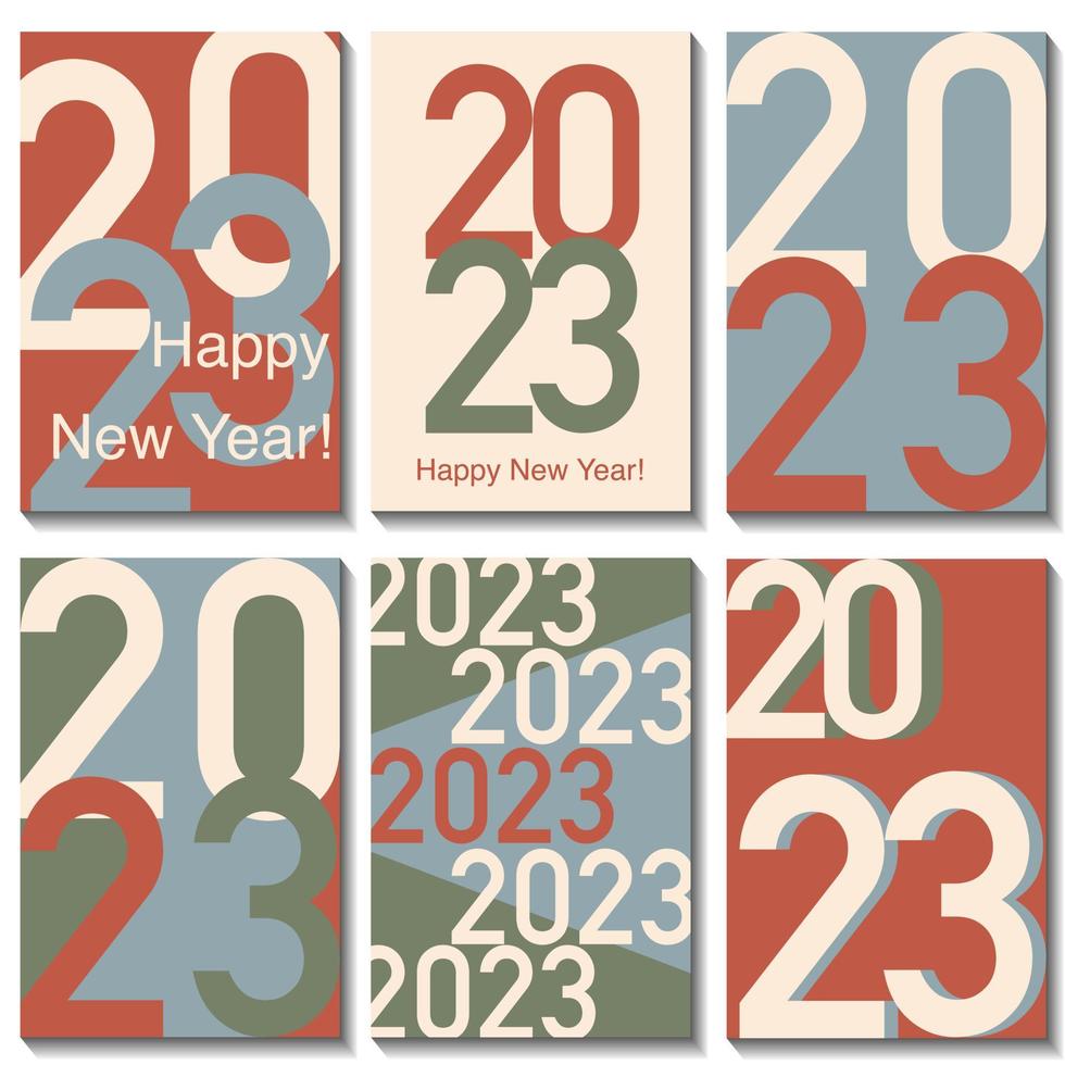 2023 plantillas de año nuevo. conjunto de portada de concepto moderno creativo, pancarta, diseño de afiches. ilustración vectorial vector