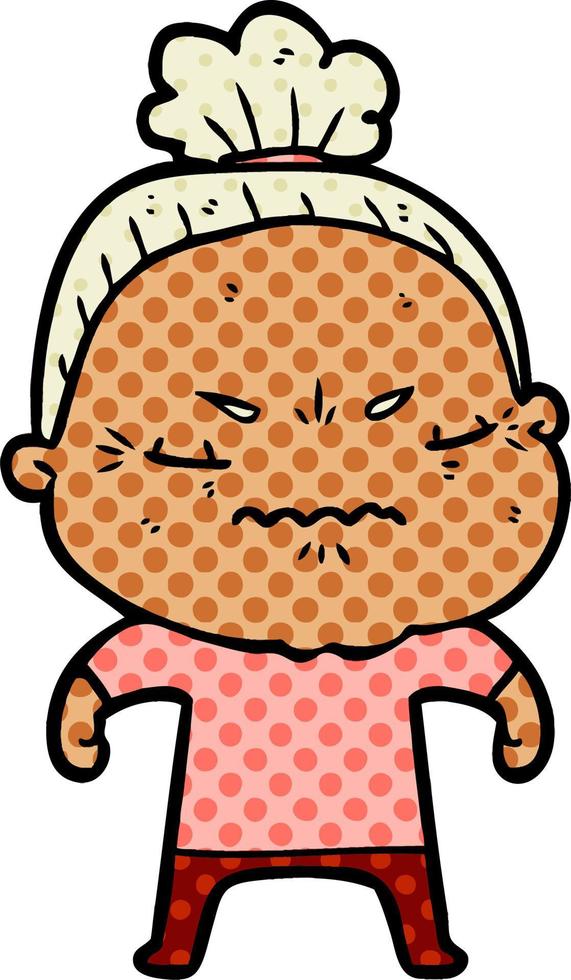 cartoon annoyed old lady vector