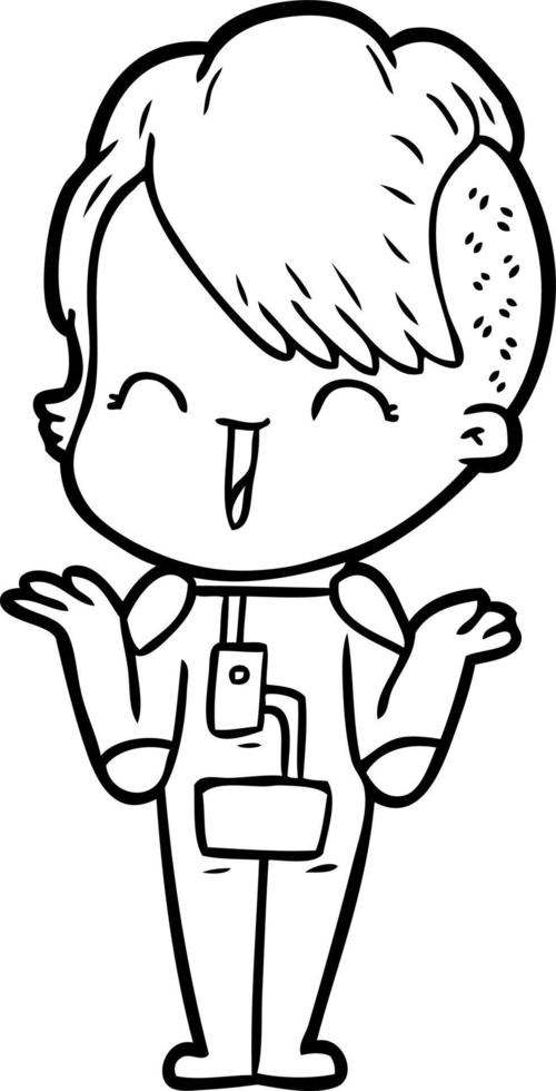 cartoon happy hipster girl vector