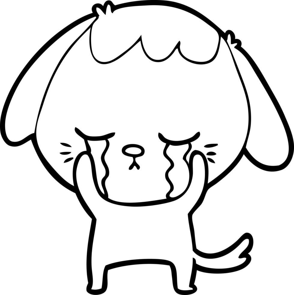 cute puppy crying cartoon vector