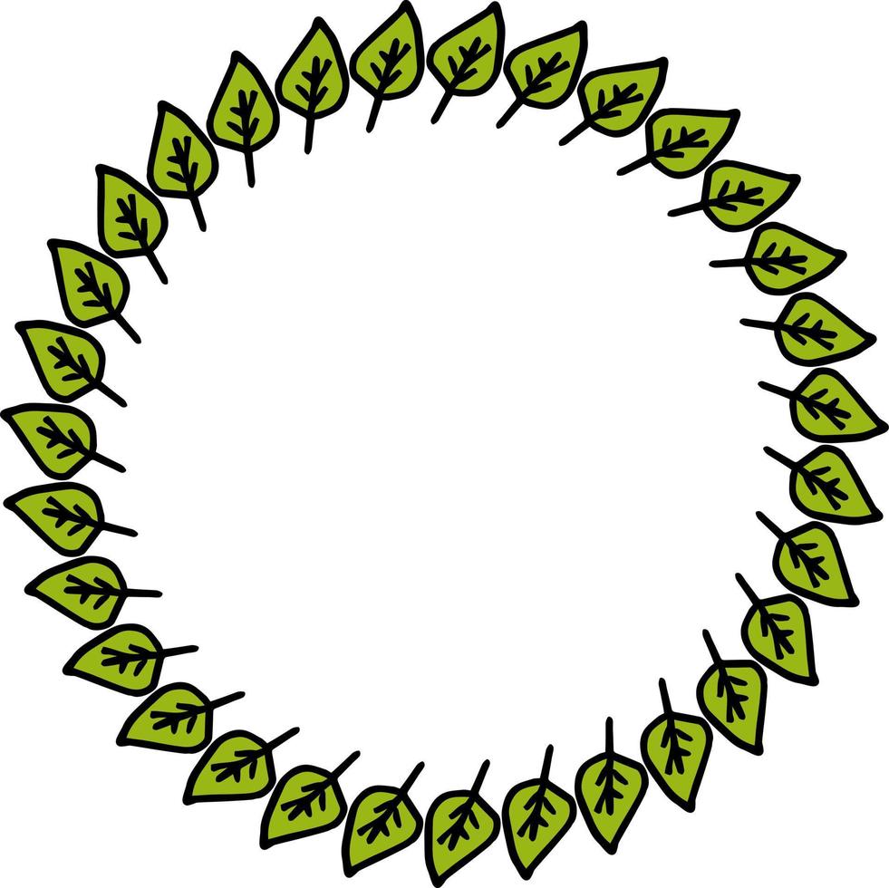marco redondo con hermosas hojas verdes positivas sobre fondo blanco. imagen vectorial vector