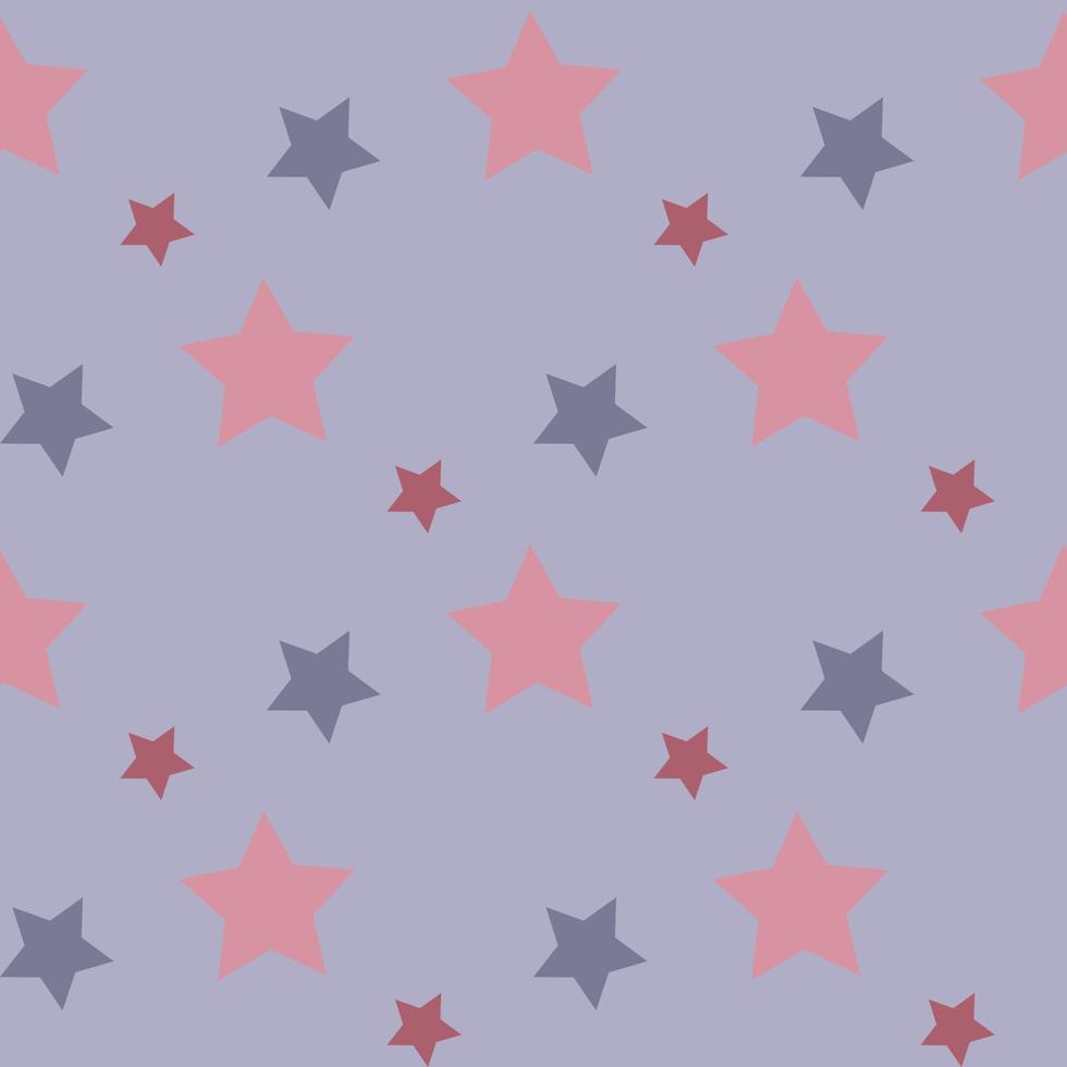 Seamless pattern in discreet pink and violet stars on light violet background for fabric, textile, clothes, tablecloth and other things. Vector image.